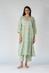 Cotton Chikankari Kurta - Green