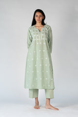 Cotton Chikankari Kurta - Green