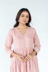 Cotton Khadi Printed Kurta - Peach Pink