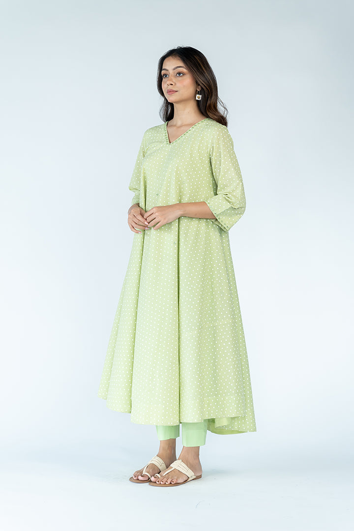 Cotton Khadi Printed Kurta - Light Green