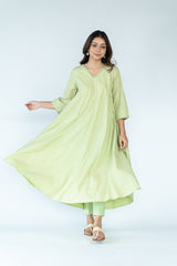 Cotton Khadi Printed Kurta - Light Green