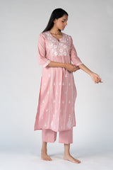 Cotton Chikankari Kurta - Pink