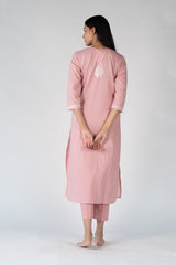 Cotton Chikankari Kurta - Pink