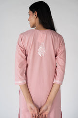 Cotton Chikankari Kurta - Pink