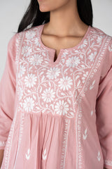 Cotton Chikankari Kurta - Pink