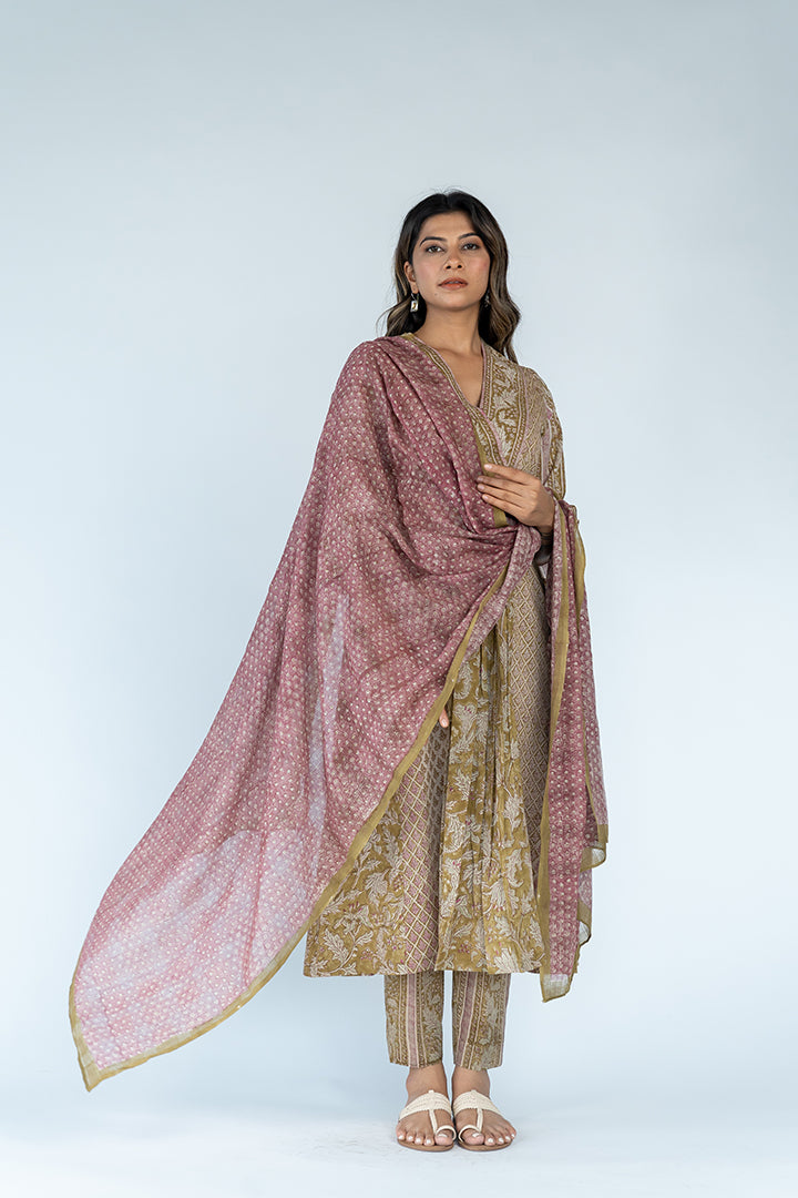 Cotton Woven Printed Dupatta - Onion Pink