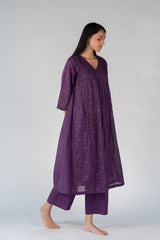 Cotton Hand Block Printed Kurta - Purple