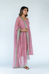 Cotton Woven Printed Dupatta- Pink
