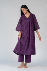 Cotton Hand Block Printed Kurta - Purple