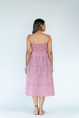 Cotton Hand Block Printed Dress - Pink