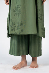 Cotton Hand Block Printed Parallel - Green