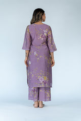 Chanderi Digital Printed Kurta - Purple