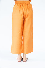 Cotton Tussar Parallel With Drawstring - Orange