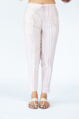 Chanderi Hand Block Printed Narrow Pant - Onion  Pink