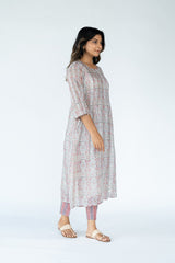 Chanderi Hand Block Printed Kurta  - Off White