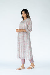 Chanderi Hand Block Printed Narrow Pant - Pink