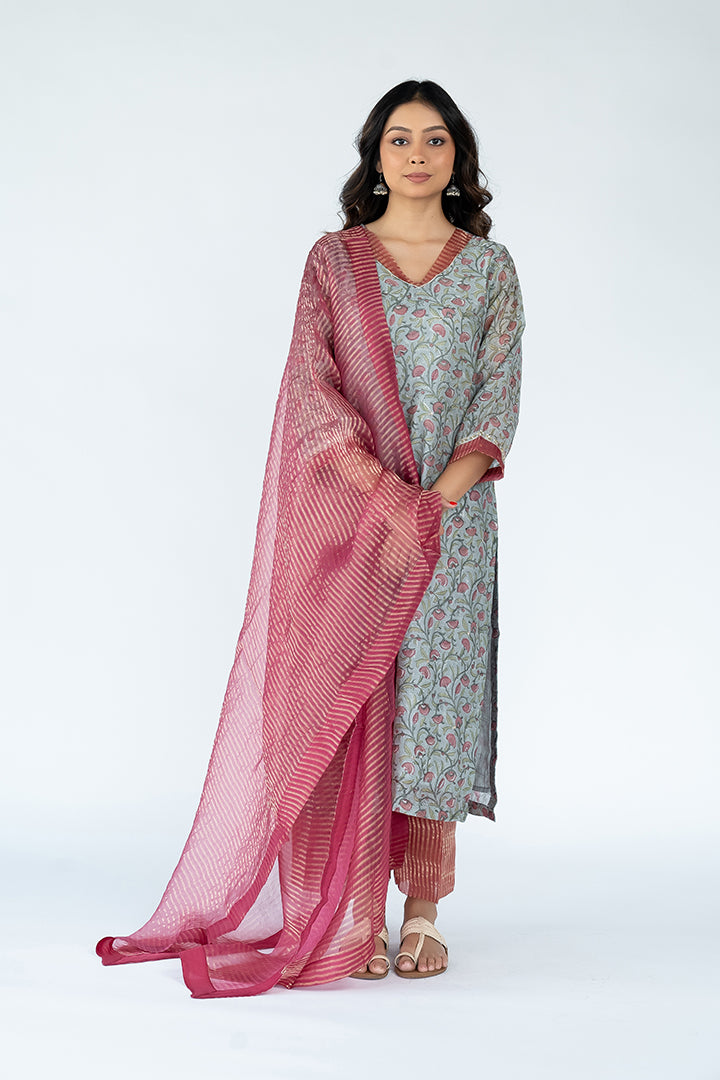 Organza Dupatta - Rani Pink