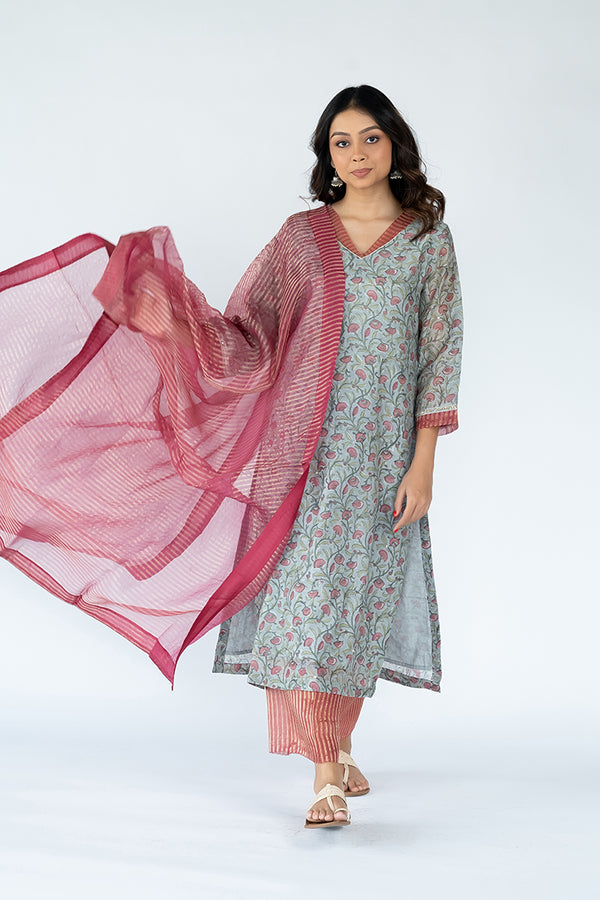 Organza Dupatta - Rani Pink