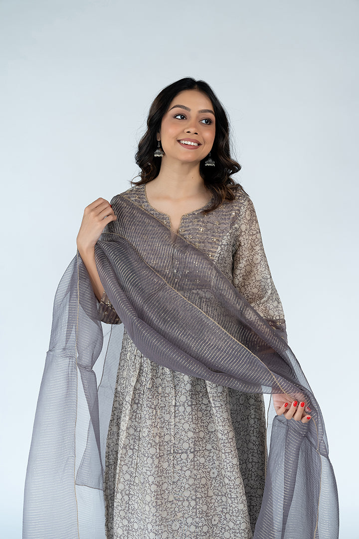 Organza Dupatta  - Purple