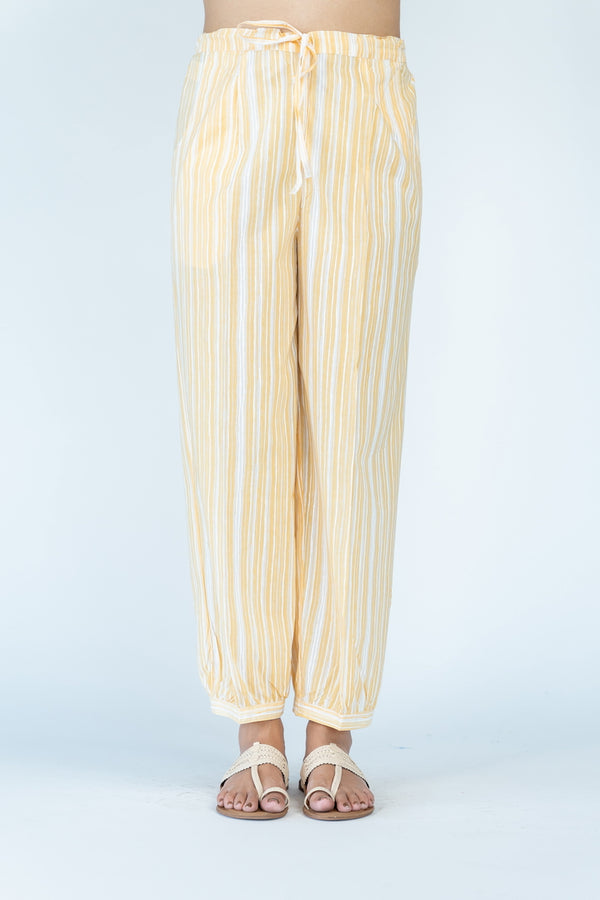 Cotton Printed Narrow Pant - Yellow