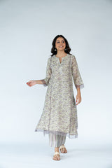 Chanderi Hand Block Printed Kurta  - Purple