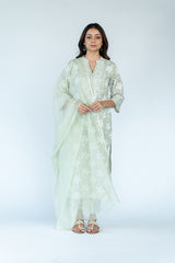 Cotton Kota Doria Dupatta - Pista Green