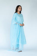 Cotton Kota Doria Dupatta -  Sky Blue