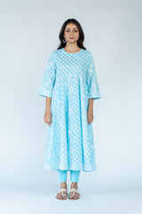 Cotton Printed kurta - Sky Blue