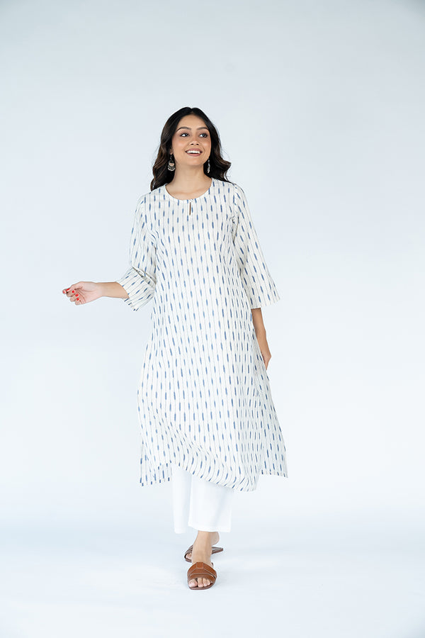 Cotton Ikat Kurta - Off White