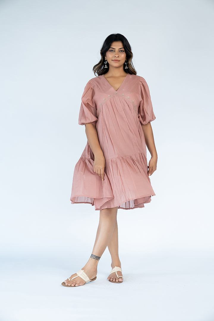 Cotton Mul Dress - Onion Pink