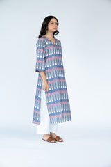 Cotton Ikat Kurta - Blue