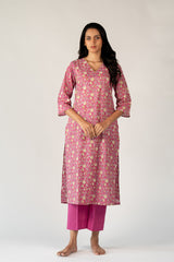 Cotton Hand Block Printed Kurta - Pink