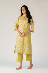 Cotton Hand Block Printed Kurta - Green