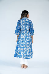 Cotton Hand Block Printed Kurta - Blue