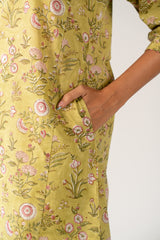 Cotton Hand Block Printed Kurta - Green