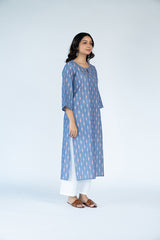 Cotton Ikat Kurta - Blue