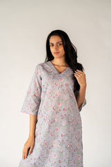 Cotton Hand Block Printed Kurta - Purple