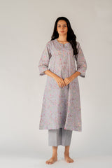 Cotton Hand Block Printed Kurta - Purple