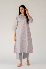 Cotton Hand Block Printed Kurta - Purple
