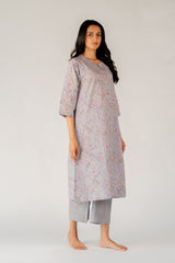 Cotton Hand Block Printed Kurta - Purple