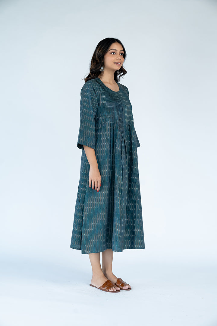 Cotton Ikat Dress - Turquoise