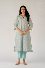 Cotton Hand Block Printed Kurta - Blue