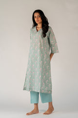 Cotton Hand Block Printed Kurta - Blue
