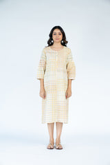 Cotton Hand Block Printed Dress - Beige