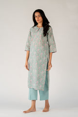 Cotton Hand Block Printed Kurta - Blue
