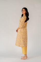 Cotton Hand Block Printed Kurta - Yellow
