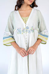 Cotton Hand Block Printed Dress - White