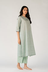 Cotton Hand Block Printed Kurta - Green