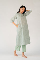 Cotton Hand Block Printed Kurta - Green