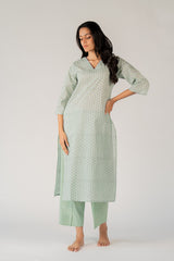 Cotton Hand Block Printed Kurta - Green
